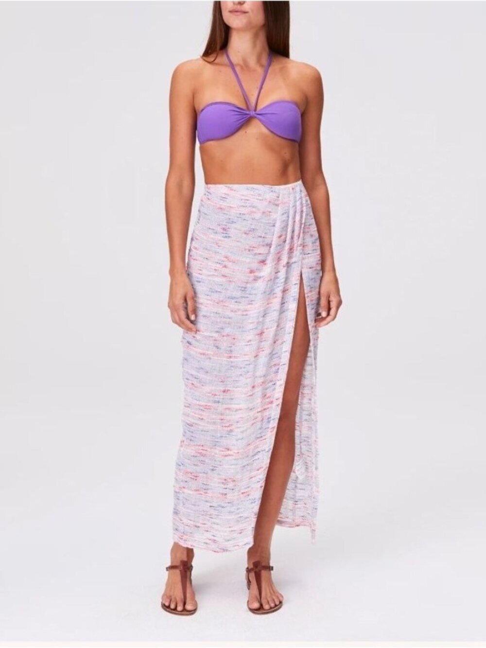 Lisa Marie Fernandez The Sarong Skirt Multi Striped Gauze Size 3 B41